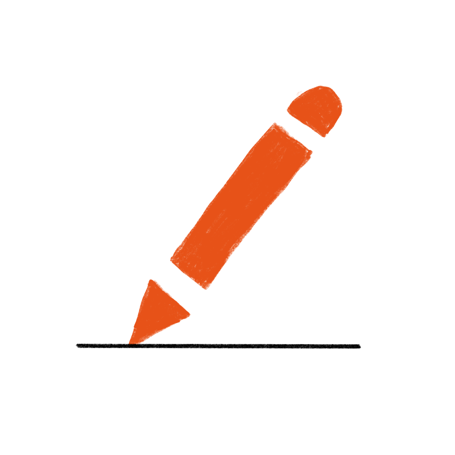An illustration of an orange pencil on a black line