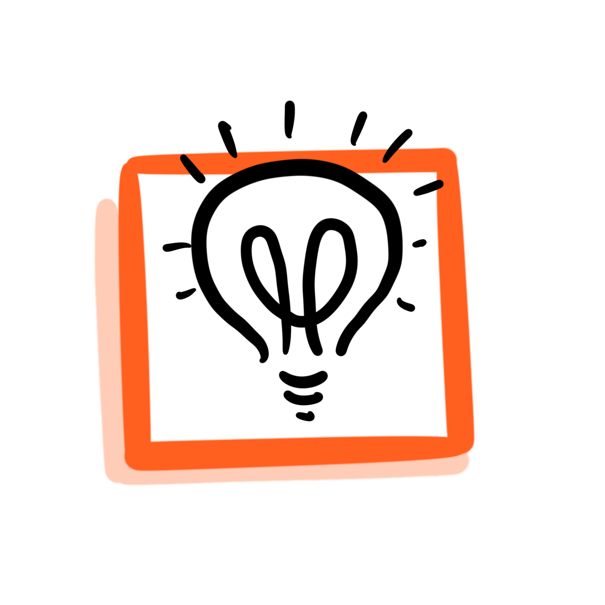An icon of a lightbulb inside of a box